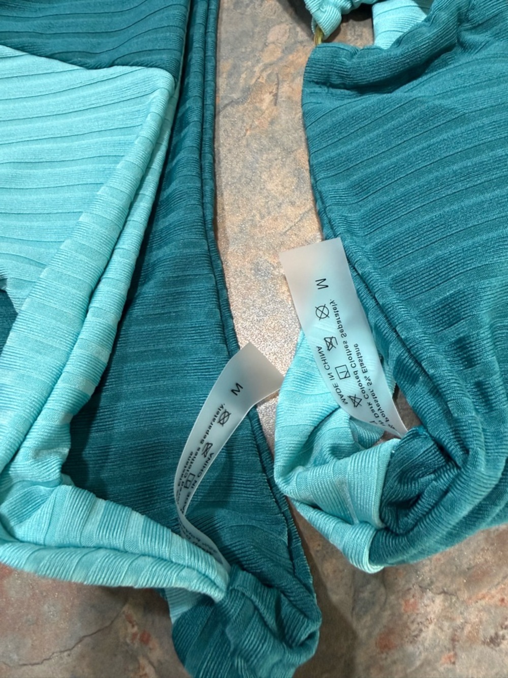 SHEIN Two-Tone Teal Ribbed Bikini Set - Picture 3 of 3